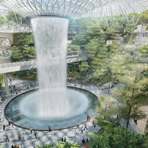 See the World's Tallest Indoor Waterfall at this New Airport